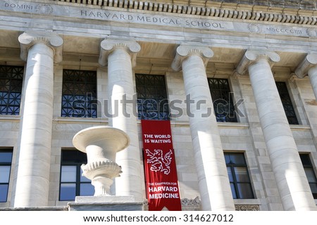 Front View of Gordon Hall at the Quadrangle of Harvard Medical School (Boston, Massachusetts, USA / September 7, 2015)