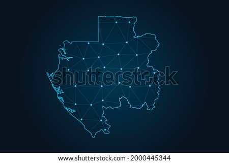 Map of gabon , Abstract mash line and point scales on dark background for your web site design map logo, app, ui,Travel. Vector illustration eps 10.