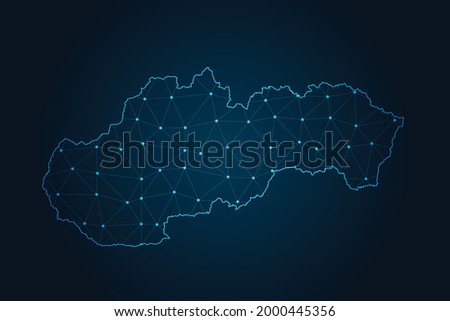 Map of slovakia , Abstract mash line and point scales on dark background for your web site design map logo, app, ui,Travel. Vector illustration eps 10.