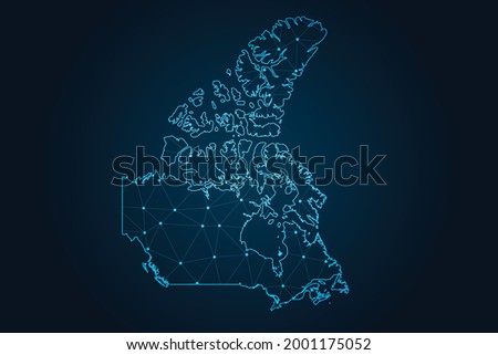 Map of canada , Abstract mash line and point scales on dark background for your web site design map logo, app, ui,Travel. Vector illustration eps 10.