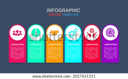 Modern Colorful Infographic Temaplate on drk background with buiness icons. Can be use chart flows, posters, presentations, banners, web site, flyers. Vector Illustration. EPS 10