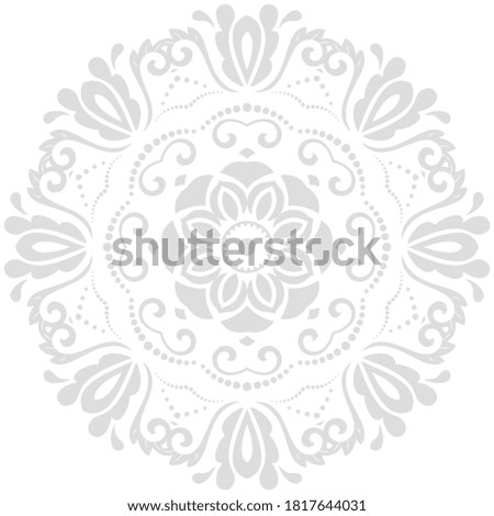 Oriental round light pattern with arabesques and floral elements. Traditional classic ornament. Vintage pattern with arabesques