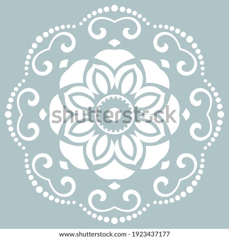 Oriental pattern with arabesques and floral white elements. Traditional classic ornament. Vintage pattern with arabesques
