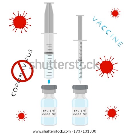 Illustration on theme medical syringe of drug for injection vaccine. Pattern medical consisting of syringe drug to injection vaccine on white background. Medical drug in syringe it injection vaccine.