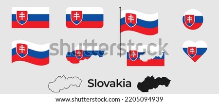 Flag of Slovakia. Silhouette of Slovakia. National symbol.