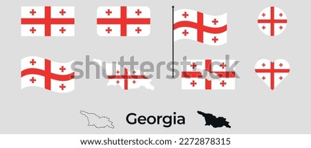 Flag of Georgia. Silhouette of Georgia. National symbol