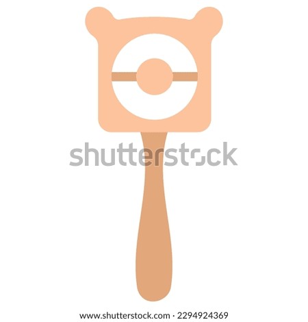 Orange baby rattle. Vector flat illustration
