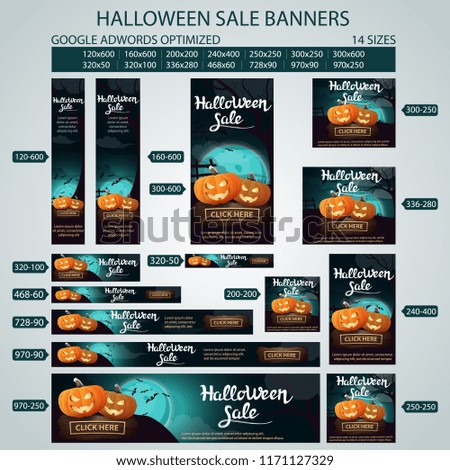 Halloween sale banners. Google adwords optimization. 14 sizes