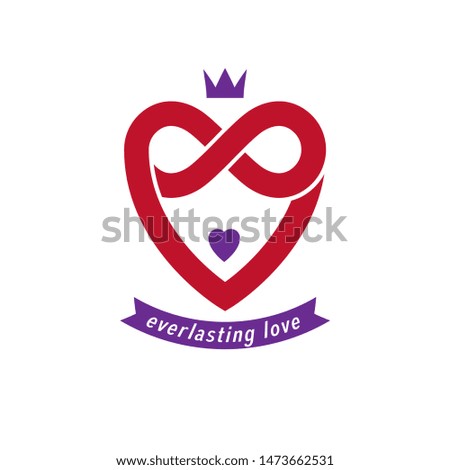 Everlasting Love concept, vector symbol created with infinity loop sign and heart.