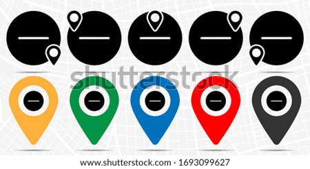 Minus icon in location set. Simple glyph, flat illustration element of web, minimalistic theme icons