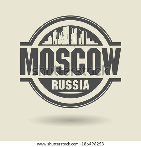 Stamp or label with text Moscow, Russia inside, vector illustration
