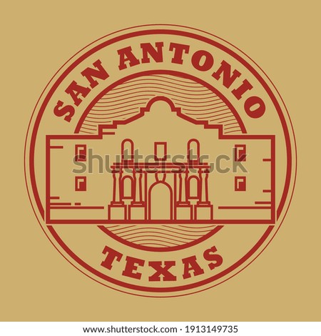 Stamp or label with words San Antonio, Texas, inside, vector illustration
