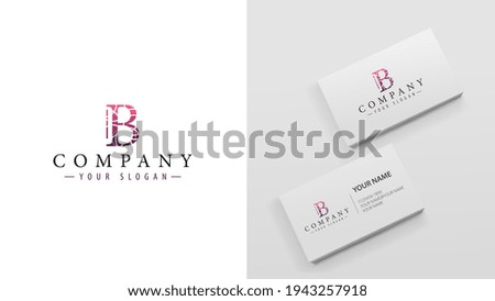 Stylized letter B, polygonal design, logo for the company. Mockup of business cards with a logo