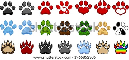Paw Print Logo Design. Vector Collection Set Isolated On White Background