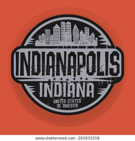Stamp or label with name of Indianapolis, Indiana, vector illustration
