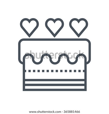 Valentines day cake icon suitable for info graphics, websites and print media. Vector, flat icon, clip art.