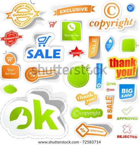 Sticker set. Vector great collection for design. Big collection of sale elements - coupon, icon, tag, banner