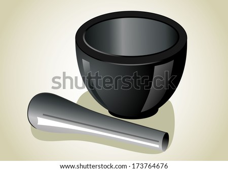 Black stone mortar and pestle
