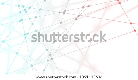 Technology bright low poly connection abstract background. Blue and red blurred futuristic vector design