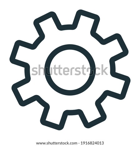 Gear pinion mechanism icon, concept engineering stuff object line flat vector illustration art, isolated on white. 