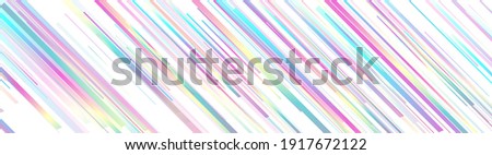 Holographic glossy stripes and lines geometric abstract tech banner. Vector art colorful background