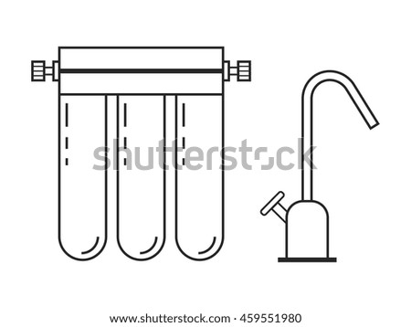 Water filter. Flat linearicon and object. Vector illustration