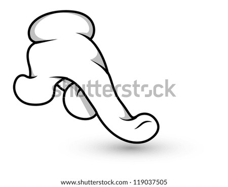 Cartoon Hand - Finger Pointing Down - Vector Illustration