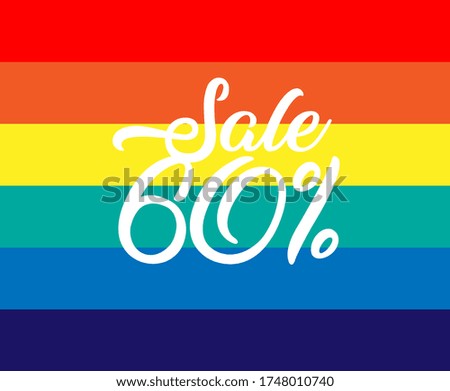 sale 60%, beautiful greeting card background or template banner with rainbow theme. vector design illustration