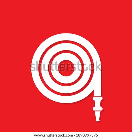Fire hose reel icon on red background