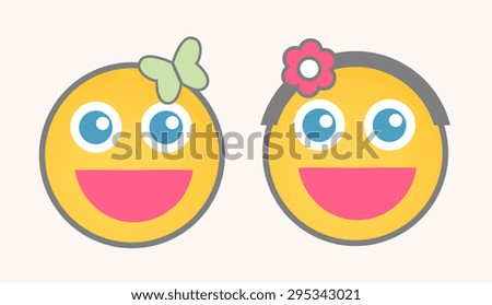 Happy female cartoon smiley characters