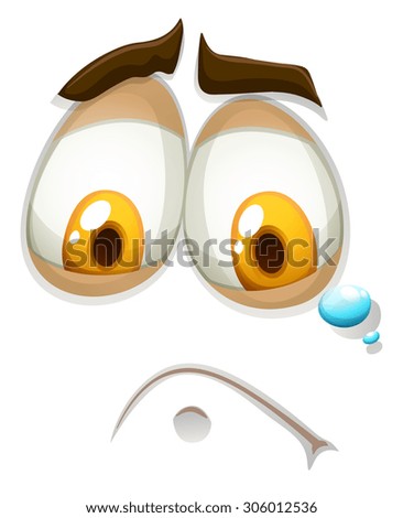 Crying face on white illustration