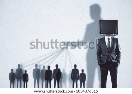 Abstract TV manipulation and brainwash background with people and shadows Stock foto © 
