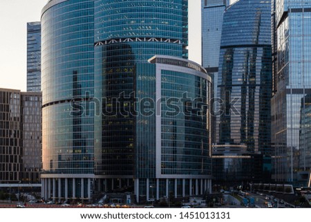 Creative Moscow city skyline texture with daylight and skyscrapers