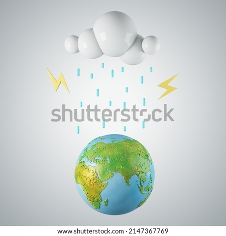 Colorful climate change globe on light background. Environment, caring for nature and preserving planet concept. 3D Rendering