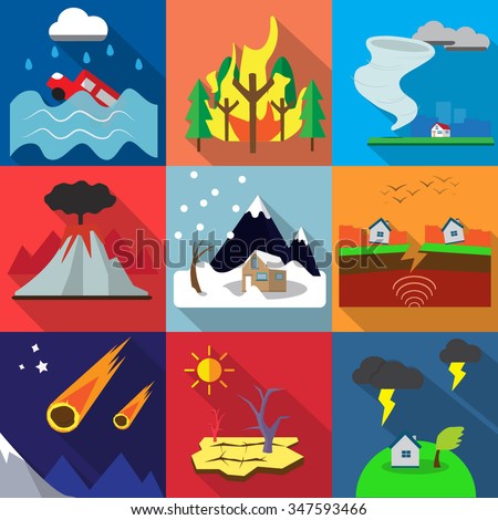 Natural Disaster Flat Design Stock Vector Illustration 347593466 ...