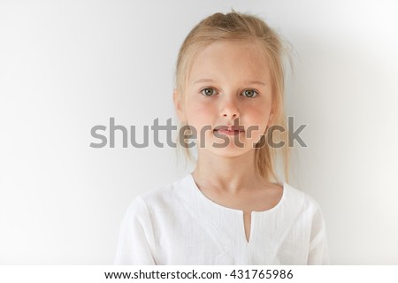 Similar – Image, Stock Photo Portrait of Little Blond Girl Wearing Protective Face Mask