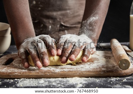 Similar – Image, Stock Photo Crop baker making cookies on table