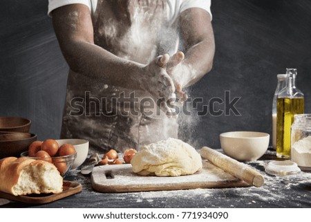 Similar – Image, Stock Photo Crop baker making cookies on table