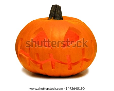 Spooky Halloween Jack o Lantern isolated on a white background