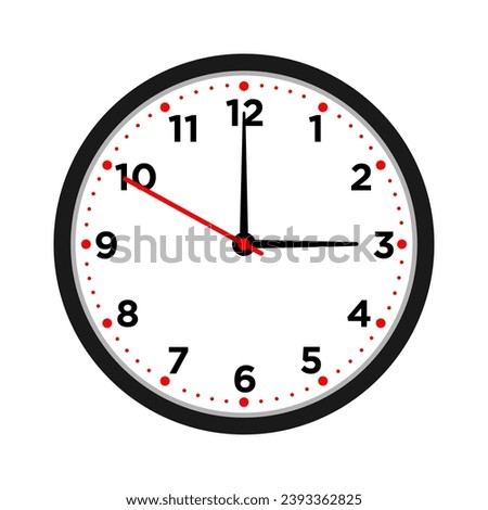 3 o'clock, vector illustration of a wall clock
