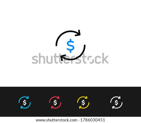 Money Transfer Icon. Thin Line Vector Illustration. Adjust stroke weight - Expand to any Size - Easy Change Colour - Editable Stroke - Pixel Perfect