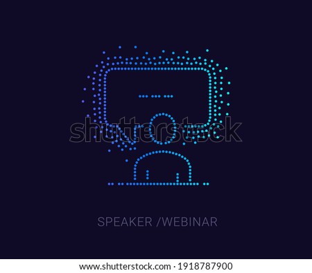 Unique announcement, keynote, public, speaker, speaking, icon, made of multiple dots, Modern signs, dotted symbols collection, exclusive icon for websites, Campaign, logo design, mobile app, infograph