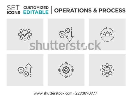 Set of Operational excellence, production growth, project management, efficiency, Execution, Vector Icon Design- Editable Stroke