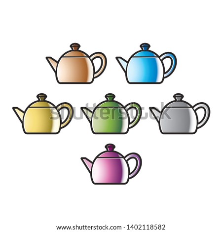 colorful teapot variations isolated on white vector illustration