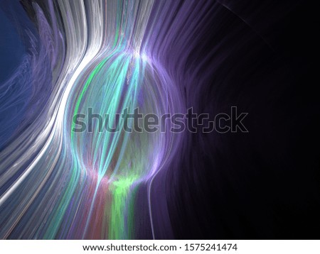 Abstract Spherical Bubble 3D Illustration - Colorful gradients of light warped into the shape of a sphere. Brilliant glowing lights, soft gradients, colorful design with black background