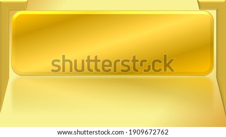 A 3d golden gradient colored blank text box shape presentation slide background image.
