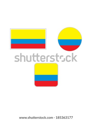 Vector Colombian Flag and Icon Set