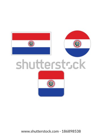 Vector Paraguay Flag and Icon Set