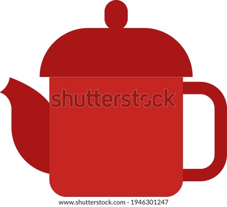 Old red teapot, illustration, vector on a white background