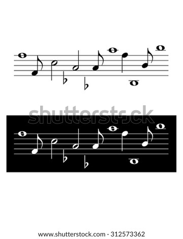 Vector Musical Note Set in black and reverse
